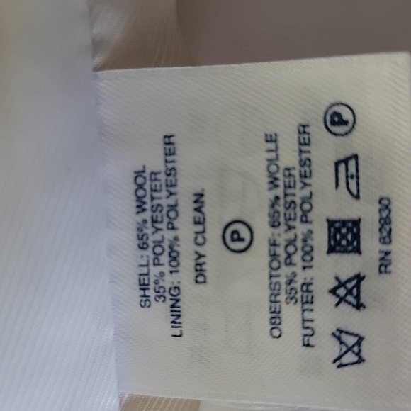 Lands End cream colored short wool jacket, size 16. - Picture 3 of 4